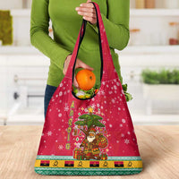 Angola Christmas Grocery Bag with Santa, Gifts, and National Flag Map Motif - Wonder Print Shop
