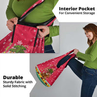 Angola Christmas Grocery Bag with Santa, Gifts, and National Flag Map Motif - Wonder Print Shop