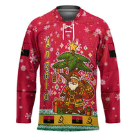 Angola Christmas Hockey Jersey with Santa, Gifts, and National Flag Map Motif - Wonder Print Shop