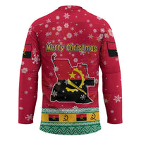 Angola Christmas Hockey Jersey with Santa, Gifts, and National Flag Map Motif - Wonder Print Shop