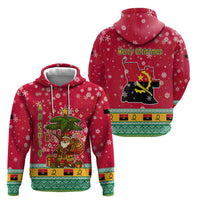 Angola Christmas Hoodie with Santa, Gifts, and National Flag Map Motif - Wonder Print Shop