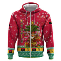 Angola Christmas Hoodie with Santa, Gifts, and National Flag Map Motif - Wonder Print Shop