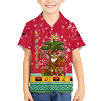 Angola Christmas Kid Hawaiian Shirt with Santa, Gifts, and National Flag Map Motif - Wonder Print Shop