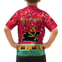 Angola Christmas Kid Hawaiian Shirt with Santa, Gifts, and National Flag Map Motif - Wonder Print Shop