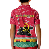 Angola Christmas Kid Polo Shirt with Santa, Gifts, and National Flag Map Motif - Wonder Print Shop