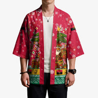 Angola Christmas Kimono with Santa, Gifts, and National Flag Map Motif - Wonder Print Shop