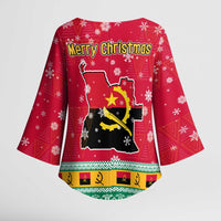 Angola Christmas Kimono Sleeve Blouse with Santa, Gifts, and National Flag Map Motif - Wonder Print Shop