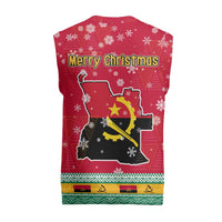 Angola Christmas Knitted V-Neck Vest with Santa, Gifts, and National Flag Map Motif - Wonder Print Shop