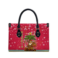 Angola Christmas Leather Bag with Santa, Gifts, and National Flag Map Motif - Wonder Print Shop