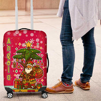 Angola Christmas Luggage Cover with Santa, Gifts, and National Flag Map Motif - Wonder Print Shop