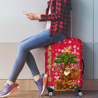 Angola Christmas Luggage Cover with Santa, Gifts, and National Flag Map Motif - Wonder Print Shop