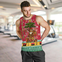Angola Christmas Men Tank Top with Santa, Gifts, and National Flag Map Motif - Wonder Print Shop