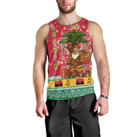 Angola Christmas Men Tank Top with Santa, Gifts, and National Flag Map Motif - Wonder Print Shop