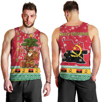 Angola Christmas Men Tank Top with Santa, Gifts, and National Flag Map Motif - Wonder Print Shop