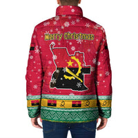 Angola Christmas Padded Jacket with Santa, Gifts, and National Flag Map Motif - Wonder Print Shop