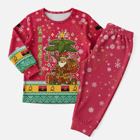 Angola Christmas Pajama Set with Santa, Gifts, and National Flag Map Motif - Wonder Print Shop