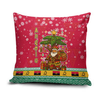 Angola Christmas Pillow Cover with Santa, Gifts, and National Flag Map Motif - Wonder Print Shop