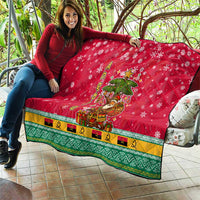 Angola Christmas Quilt with Santa, Gifts, and National Flag Map Motif - Wonder Print Shop