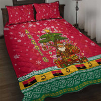Angola Christmas Quilt Bed Set with Santa, Gifts, and National Flag Map Motif - Wonder Print Shop