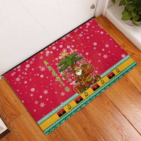Angola Christmas Rubber Doormat with Santa, Gifts, and National Flag Map Motif - Wonder Print Shop
