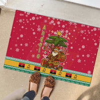 Angola Christmas Rubber Doormat with Santa, Gifts, and National Flag Map Motif - Wonder Print Shop