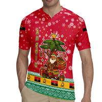 Angola Christmas Rugby Jersey with Santa, Gifts, and National Flag Map Motif - Wonder Print Shop