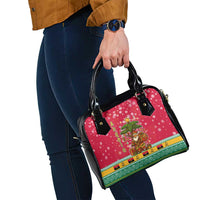 Angola Christmas Shoulder Handbag with Santa, Gifts, and National Flag Map Motif - Wonder Print Shop