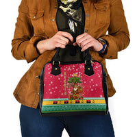 Angola Christmas Shoulder Handbag with Santa, Gifts, and National Flag Map Motif - Wonder Print Shop