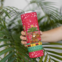 Angola Christmas Skinny Tumbler with Santa, Gifts, and National Flag Map Motif - Wonder Print Shop