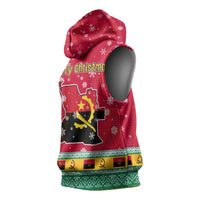 Angola Christmas Sleeveless Hoodie with Santa, Gifts, and National Flag Map Motif - Wonder Print Shop