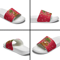 Angola Christmas Slide Sandals with Santa, Gifts, and National Flag Map Motif - Wonder Print Shop