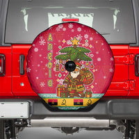Angola Christmas Spare Tire Cover with Santa, Gifts, and National Flag Map Motif - Wonder Print Shop