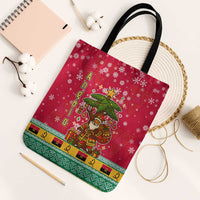 Angola Christmas Tote Bag with Santa, Gifts, and National Flag Map Motif - Wonder Print Shop