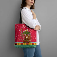 Angola Christmas Tote Bag with Santa, Gifts, and National Flag Map Motif - Wonder Print Shop