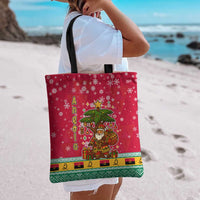 Angola Christmas Tote Bag with Santa, Gifts, and National Flag Map Motif - Wonder Print Shop
