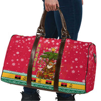 Angola Christmas Travel Bag with Santa, Gifts, and National Flag Map Motif - Wonder Print Shop