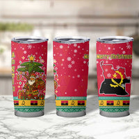 Angola Christmas Tumbler Cup with Santa, Gifts, and National Flag Map Motif - Wonder Print Shop