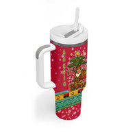 Angola Christmas Tumbler With Handle with Santa, Gifts, and National Flag Map Motif - Wonder Print Shop