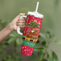 Angola Christmas Tumbler With Handle with Santa, Gifts, and National Flag Map Motif - Wonder Print Shop