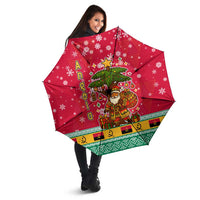 Angola Christmas Umbrella with Santa, Gifts, and National Flag Map Motif - Wonder Print Shop