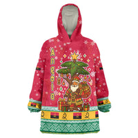 Angola Christmas Wearable Blanket Hoodie with Santa, Gifts, and National Flag Map Motif - Wonder Print Shop
