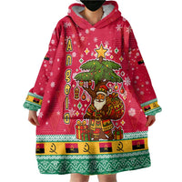 Angola Christmas Wearable Blanket Hoodie with Santa, Gifts, and National Flag Map Motif - Wonder Print Shop