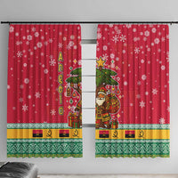 Angola Christmas Window Curtain with Santa, Gifts, and National Flag Map Motif - Wonder Print Shop