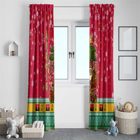 Angola Christmas Window Curtain with Santa, Gifts, and National Flag Map Motif - Wonder Print Shop