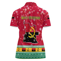 Angola Christmas Women Polo Shirt with Santa, Gifts, and National Flag Map Motif - Wonder Print Shop