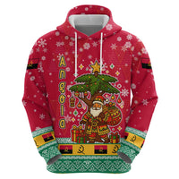 Angola Christmas Zip Hoodie with Santa, Gifts, and National Flag Map Motif - Wonder Print Shop
