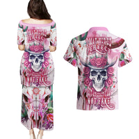 I May Not Be Perfect But At Least I Am Not Fake Skull Couples Matching Puletasi Dress and Hawaiian Shirt - Wonder Print Shop
