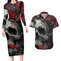 I'm Blunt Because God Rolled Me That Way Skull Couples Matching Long Sleeve Bodycon Dress and Hawaiian Shirt - Wonder Print Shop