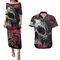 I'm Blunt Because God Rolled Me That Way Skull Couples Matching Puletasi Dress and Hawaiian Shirt - Wonder Print Shop