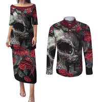 I'm Blunt Because God Rolled Me That Way Skull Couples Matching Puletasi Dress and Long Sleeve Button Shirts - Wonder Print Shop
